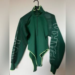 adidas x Ivy Park Beyonce Mesh Sleeve Green Bodysuit, Size Small